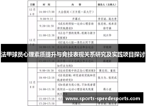 法甲球员心理素质提升与竞技表现关系研究及实践项目探讨